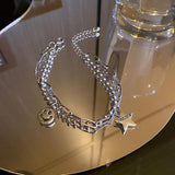 Smiley Star Double Layer Chain Bracelet for Women Girl Jewelry