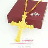 Ethiopian Jesus Cross Pendant Necklace 24K Crucifix Jewelry
