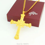 Ethiopian Jesus Cross Pendant Necklace 24K Crucifix Jewelry