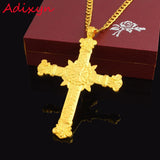 Ethiopian Jesus Cross Pendant Necklace 24K Crucifix Jewelry