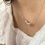 925 Silver Pea Pods Pearls Chain Pendant Necklace for Women Girl Jewelry