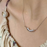 925 Silver Pea Pods Pearls Chain Pendant Necklace for Women Girl Jewelry