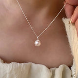 925 Silver Pearl Chain Pendant Necklace for Women