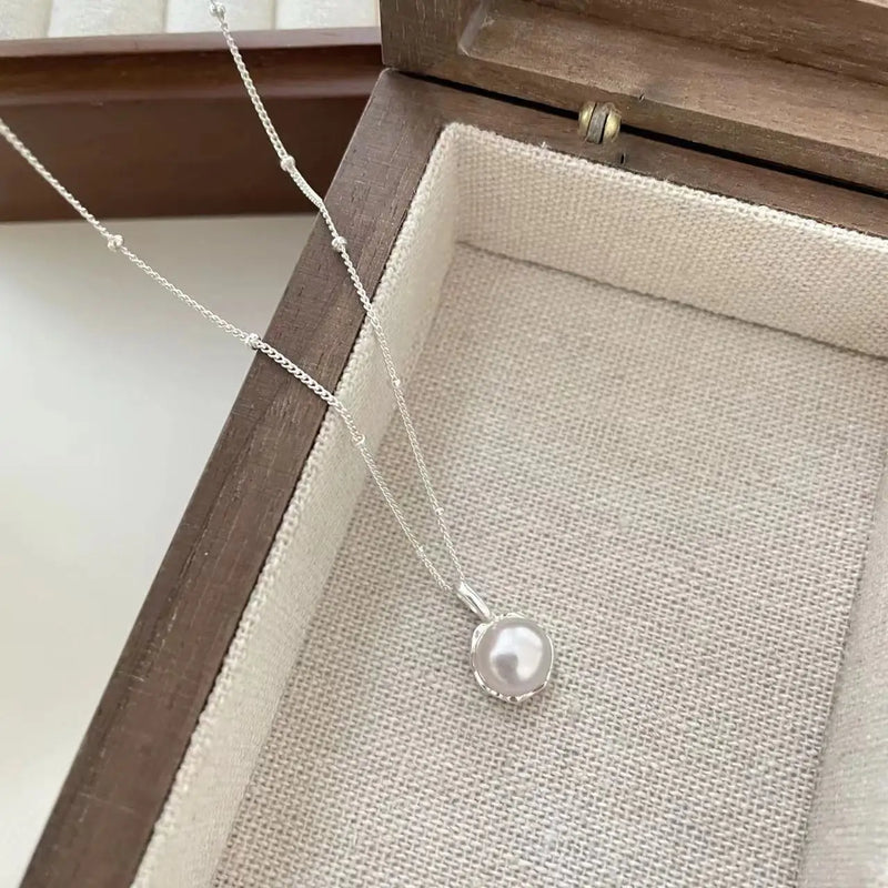 925 Silver Pearl Chain Pendant Necklace for Women
