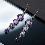 925 Silver Long Tassel Purple Zircon Earrings