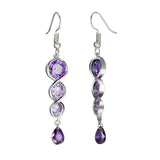 925 Silver Long Tassel Purple Zircon Earrings