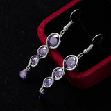 925 Silver Long Tassel Purple Zircon Earrings
