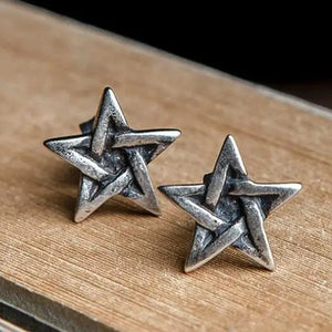 Star Stud Earrings 925 Sterling Silver Punk Jewelry