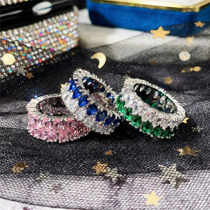 Dazzling CZ Eternity Silver Ring for Women Wedding