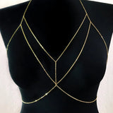 Geometric Silver Body Chain for Women Lady Sexy Chest Chain
