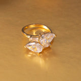 Geometric CZ Wedding Ring for Women Bohemian Beach Jewelry