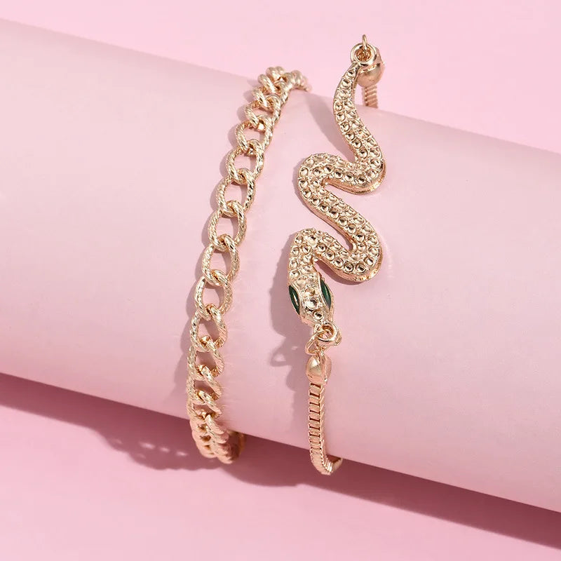Alloy Snake 2 Pcs/set Bracelet Punk Chain Jewelry