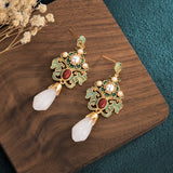 Enamel Flower Drop Earrings Chinese Style Jewelry