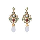 Enamel Flower Drop Earrings Chinese Style Jewelry