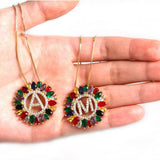 Rainbow CZ Initial Letter Pendant Necklace for Women