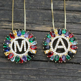 Rainbow CZ Initial Letter Pendant Necklace for Women