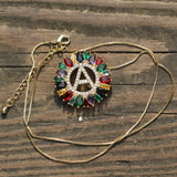 Rainbow CZ Initial Letter Pendant Necklace for Women