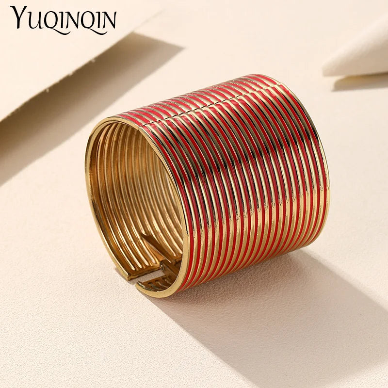 Vintage Stainless Steel Indian Wedding Bangles Women Wide Open Bracelets