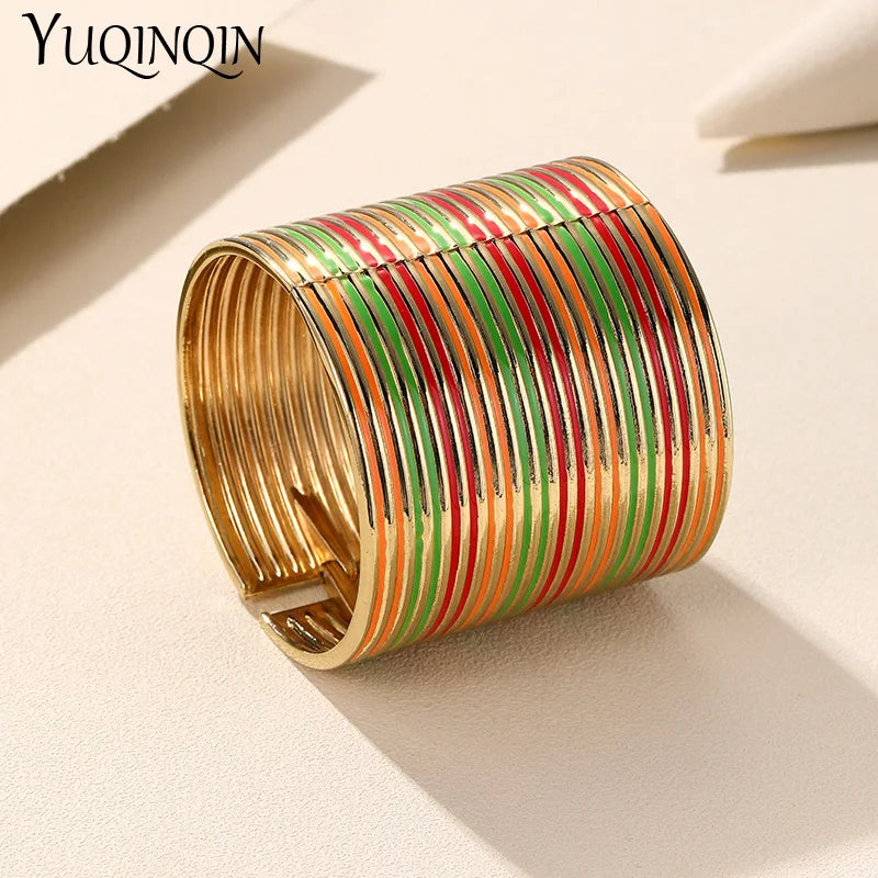 Vintage Stainless Steel Indian Wedding Bangles Women Wide Open Bracelets