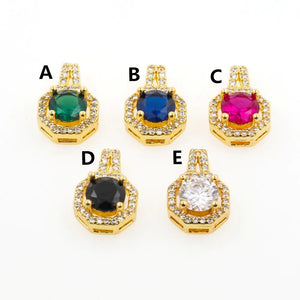 Zircon Round Charms Pendants Glass CZ Cubic Zircon Women Necklace Jewelry