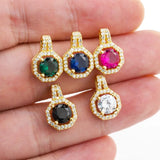 Zircon Round Charms Pendants Glass CZ Cubic Zircon Women Necklace Jewelry