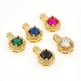 Zircon Round Charms Pendants Glass CZ Cubic Zircon Women Necklace Jewelry