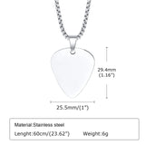Waterproof Stainless Steel Guitar Pick Pendant, Music-lovers Jewelry