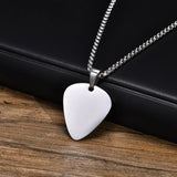 Waterproof Stainless Steel Guitar Pick Pendant, Music-lovers Jewelry