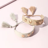 Heart Stars Braided Bracelet Lace Up Woven Adjustable Metal Buckle T