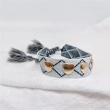 Heart Stars Braided Bracelet Lace Up Woven Adjustable Metal Buckle T