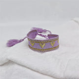 Heart Stars Braided Bracelet Lace Up Woven Adjustable Metal Buckle T