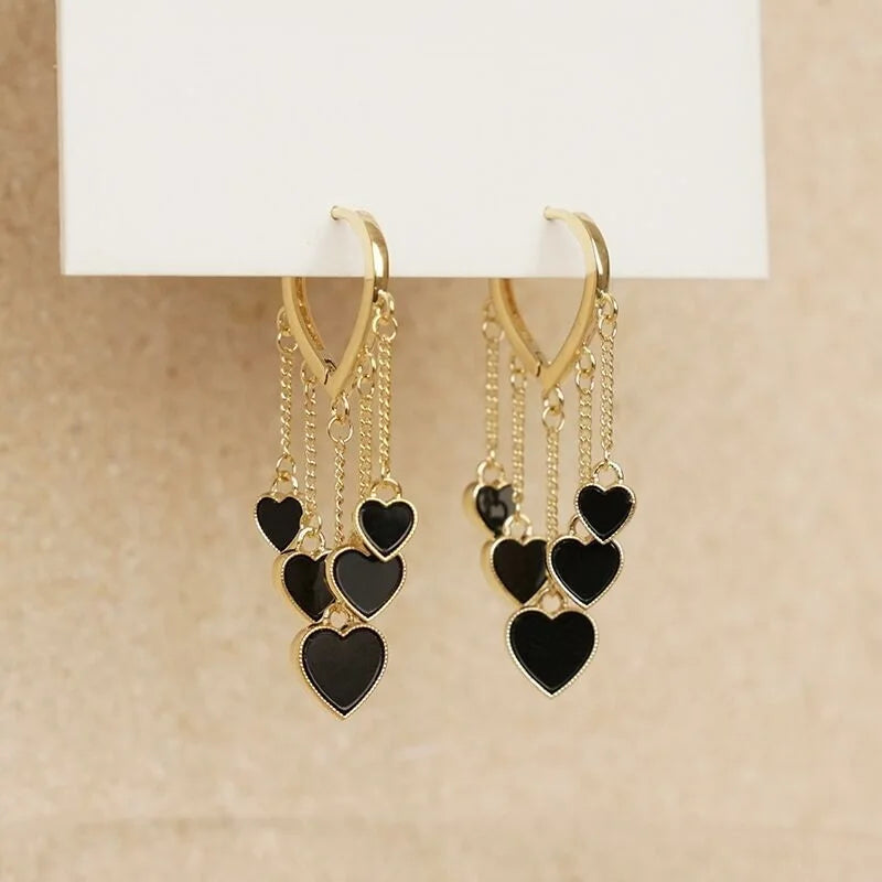 Heart Tassel Drop Earrings Bridal Wedding Party Jewelry