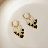 Heart Tassel Drop Earrings Bridal Wedding Party Jewelry