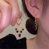 Heart Tassel Drop Earrings Bridal Wedding Party Jewelry