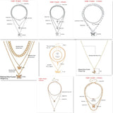 Butterfly Cross Angel Pendant Metal Chain Necklace for Women Men