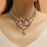 Butterfly Cross Angel Pendant Metal Chain Necklace for Women Men