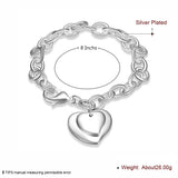 925 Silver Double Heart Charm Bracelet for Women Men