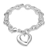 925 Silver Double Heart Charm Bracelet for Women Men