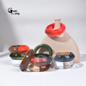 Geometric Circle Acrylic Bangle for Women Wide