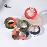 Geometric Circle Acrylic Bangle for Women Wide