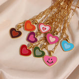 Y2K Heart Necklace Stainless Steel Chain Enamel Jewelry