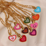 Y2K Heart Necklace Stainless Steel Chain Enamel Jewelry