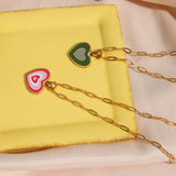 Y2K Heart Necklace Stainless Steel Chain Enamel Jewelry