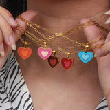 Y2K Heart Necklace Stainless Steel Chain Enamel Jewelry