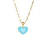 Y2K Heart Necklace Stainless Steel Chain Enamel Jewelry