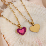 Y2K Heart Necklace Stainless Steel Chain Enamel Jewelry