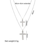Layered Necklace for Women Silver Chain Clear Glass Stone Cross Pendant Necklace