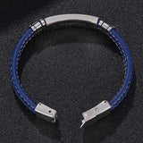 Men's Leather Bracelet Stainless Steel Bangle Wristband