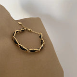 Leather Chain Wrap Stainless Steel Women Bracelets Female Vintage Charm Bangle
