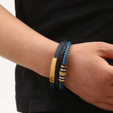 Leather Stainless Steel Braided Bracelet for Men